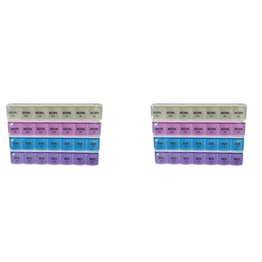 2 Apex 7 Day Medi planner Medication Pill 4 Time/ Day Morning Noon Eve Bed Color